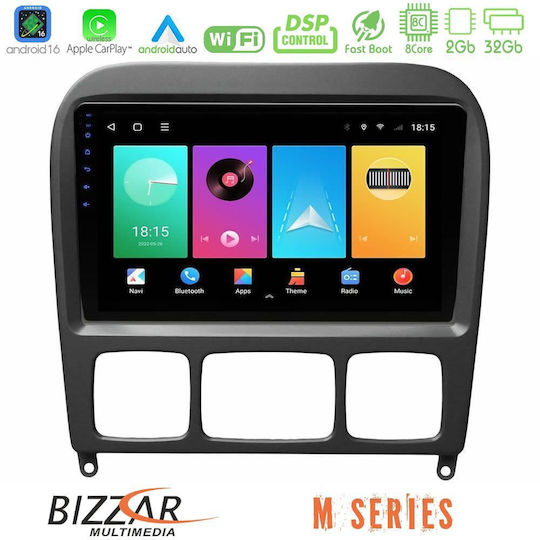 Bizzar Автомобилен Аудио Система за Mercedes-Benz S Class 1999-2004 (Bluetooth/USB/Вграден Wi-Fi/GPS/Apple CarPlay/Android Auto) с Touch Screen 9"