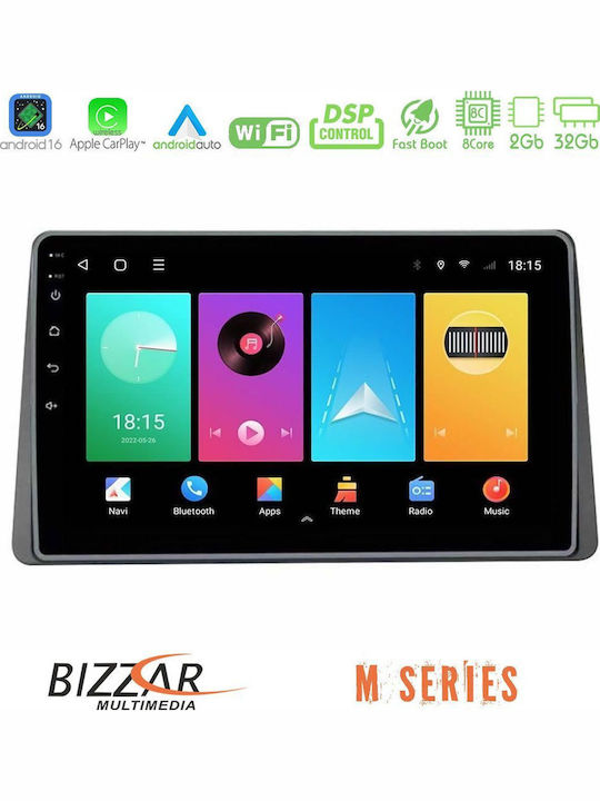 Bizzar Ηχοσύστημα Αυτοκινήτου για Dacia Duster 2022 (Bluetooth/USB/WiFi/GPS/Apple-Carplay/Android-Auto) με Οθόνη Αφής 9"