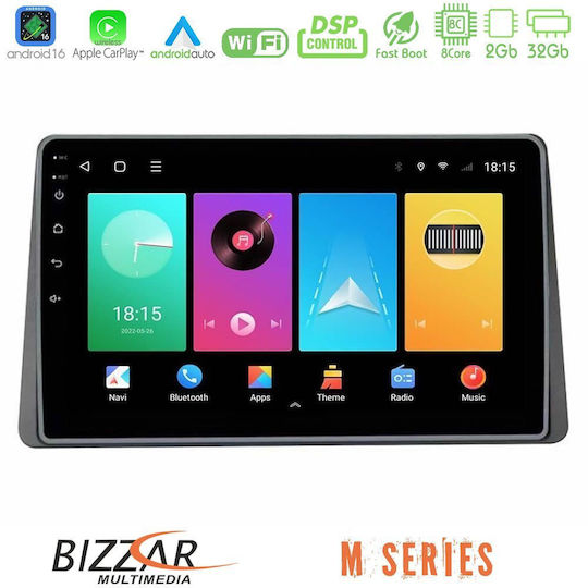Bizzar Sistem Audio Auto pentru Dacia Duster 2022 Bluetooth USB Wi-Fi GPS Apple CarPlay Android Auto cu Ecran Tactil 9"