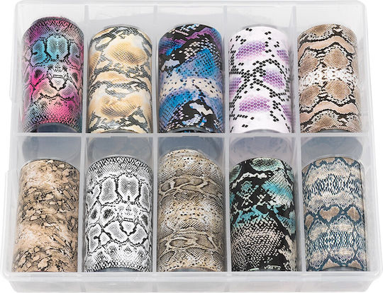 Luxorise Nail Art Змия Мания Трансфер Фолио Комплект 10 Бройки