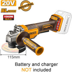 Ingco CAGLI211156E Акумулаторен Ъглошлайф 115mm...