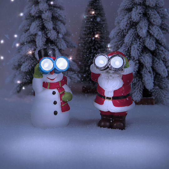 Decorațiune Solară de Crăciun Led Alb Rece 14 Cm Figurine Om de Zăpadă Ren Moș Crăciun