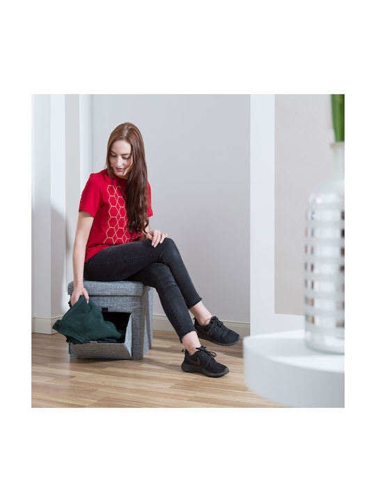 Taburet De Cameră De Zi Pliabil Cu Spațiu De Depozitare Tapițat Cu Țesătură Gri 38x38x38cm