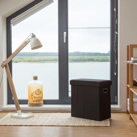 Living Room Folding Stool With Storage Space Black 25.5x49.5x46cm Living Room Folding Stool With Storage Space Black 25.5x49.5x46cm