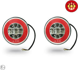 Led Light Stop Set Round Hamburger Type 12v-24v E4 Ø14 Cm