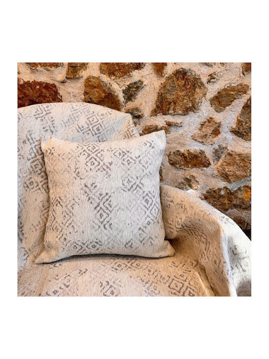 Xionoula Home Tribal Sesselüberwurf Chenille 180x180cm Ecru
