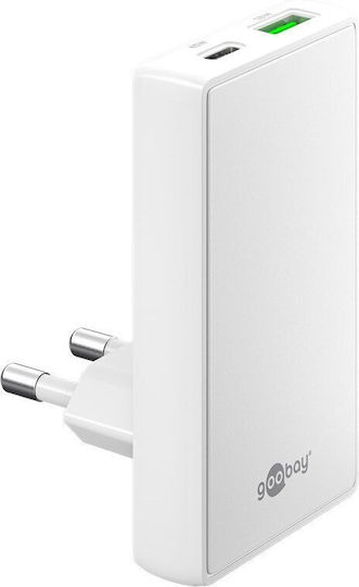 Goobay Φορτιστής Χωρίς Καλώδιο GaN με Θύρα USB-A και Θύρα USB-C 45W Power Delivery Λευκός (75720)