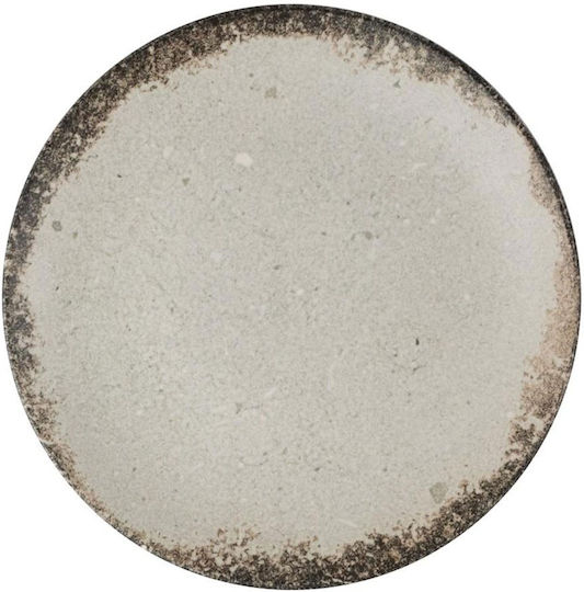 Kutahya Porselen Rustiground Shallow Serving Plate Made of Yellow Porcelain with Diameter 21cm