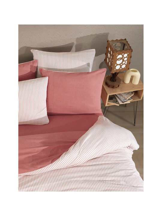 SteweHome Σετ Παπλωματοθήκη 200x220cm Διπλή με 2 Μαξιλαροθήκες Κόκκινη