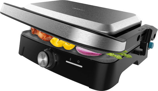 Cecotec Rock'nGrill 1500 Tabletop Electric Grill Grooved Plate 1500W Lid and Adjustable Thermostat 28.7x17cm