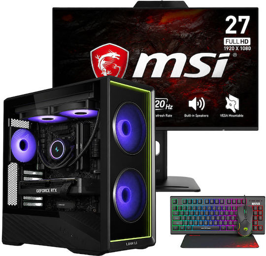 Vengeance Grand Arch-V8 Lian-Li Edition Гейминг Настолен Компютър (Ryzen 7-5700X/32GB DDR4/1TB SSD/GeForce RTX 5060 Ti/Без Операционна Система) с Клавиатура (International English) и Монитор MSI PRO MP272PMG IPS