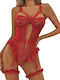 Roza Rz610 Sexy Bodysuit Lace & Garters Red – Women Lingerie Bodysuit