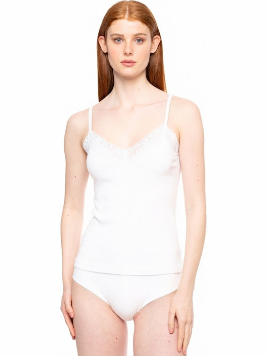 Pink Label White Women's Tank Top with Spaghett...