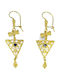 Silver Gold Plated Dangle Earrings with Purple Stones