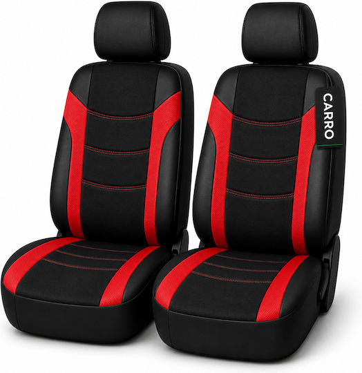 Carro 395398 Car Seat Covers Set Renault Clio Twingo Modus Megane Scenic Fluence Arkana Koleos Captur Kadjar Trafic Kangoo Zoe Cotton Fabric Leatherette Front Set 4 Pieces Black Red