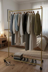 SteweHome Rolling Floor Garment Rack Metal Gold 100x132cm SteweHome Rolling Floor Garment Rack Metal Gold 100x132cm