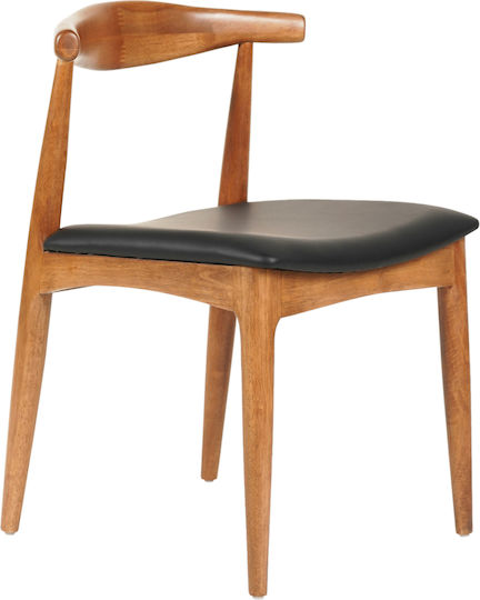 Rubberwood Dining Chairs with Artificial Leather Upholstery Walnut-Black 2pcs 55x51x75cm