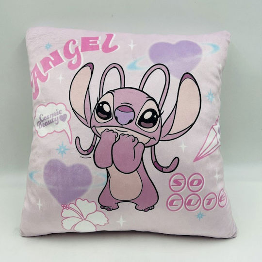 Dimcol Детска Декоративна Възглавница Stitch & Angel Розова 38x38см