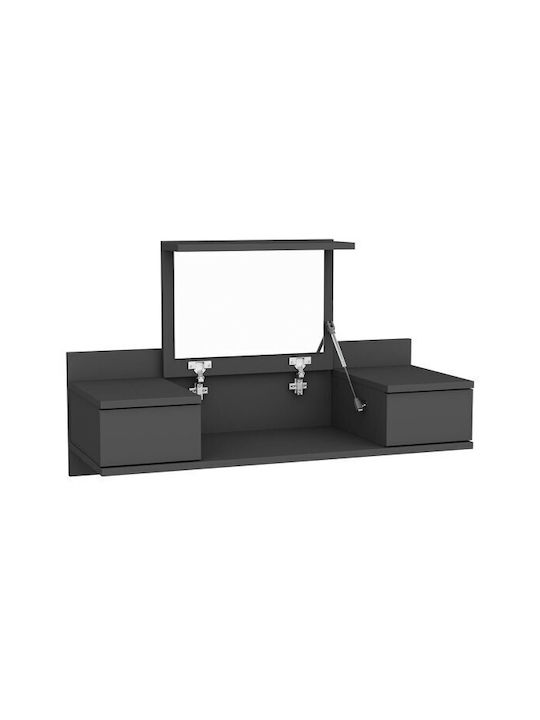 Wandmontage Schminktisch Kailua 2751 Holz Anthrazit mit Spiegel 100x39x33cm