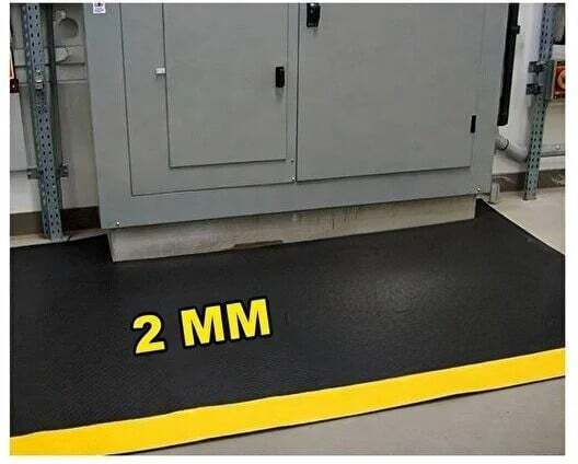 Stewehome Insulating Rubber Mat Yellow Stripe Insulating Anti-Slip Rectangular 100x65 Cm