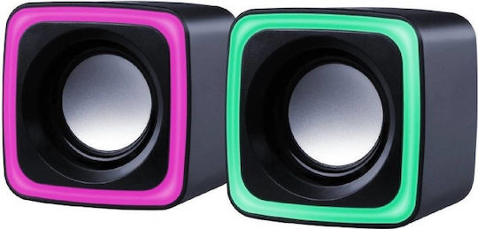 Defender Solar 7 Ηχεία Υπολογιστή 2.0 με RGB Φωτισμό και Ισχύ 6W Μαύρα