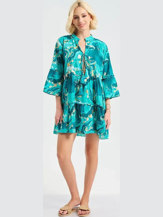 Ble Resort Collection 100% Damenbademode Kaftan Türkis/Gold