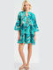 Ble Resort Collection 100% Damenbademode Kaftan Türkis/Gold