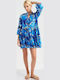 Ble Resort Collection 100% Women's Dark Blue Gold Beach Caftan