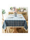 FRIPIA Checkered Tablecloth with Light Blue Embroidery 140x200cm