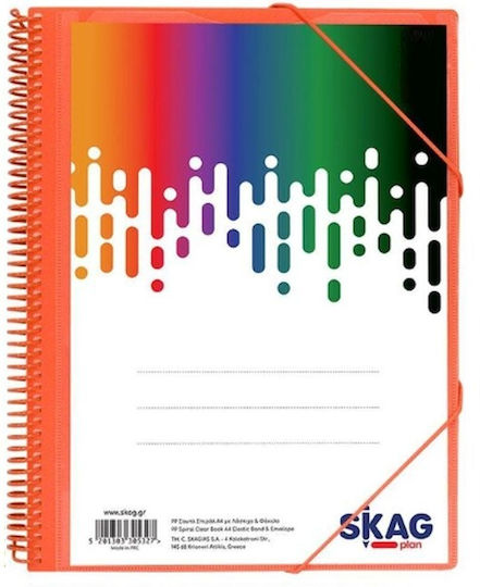 Soft Spiral Elastic Display Book 30 Pockets Orange A4 Skag