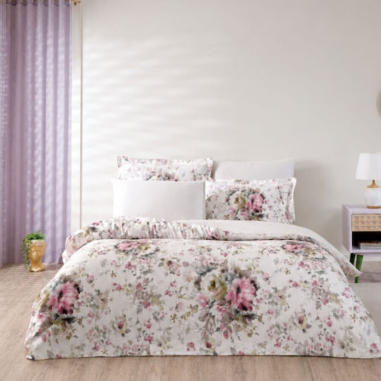 Tac Cotton Satin Duvet Cover Set 200x220cm Double With 4 Pillowcases & 1 Bed Sheet Pink