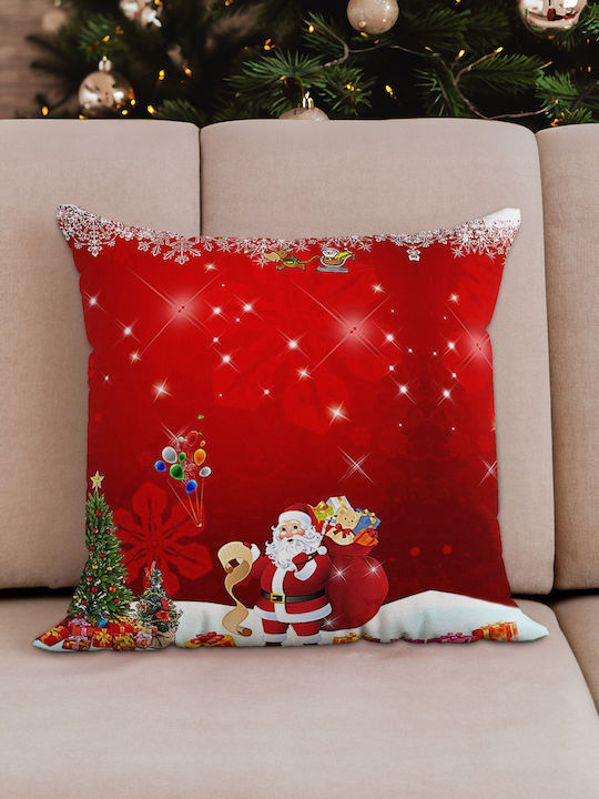 Stewehome Decorative Pillow Snowflake Santa Claus Christmas Red 43x43 Cm