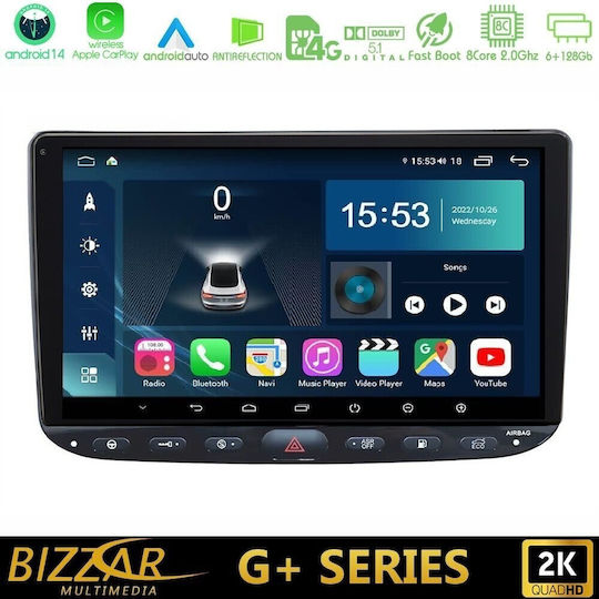 Bizzar Ηχοσύστημα Αυτοκινήτου για Fiat Punto Evo / Punto 2018 (Bluetooth/USB/WiFi/GPS/Apple-Carplay/Android-Auto) με Οθόνη Αφής 9"