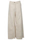 Women's High Rise Linen Capri Trousers in Regular Fit Floral Beige