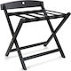 Wooden Foldable Hotel Luggage Rack Black Foldable with Backrest