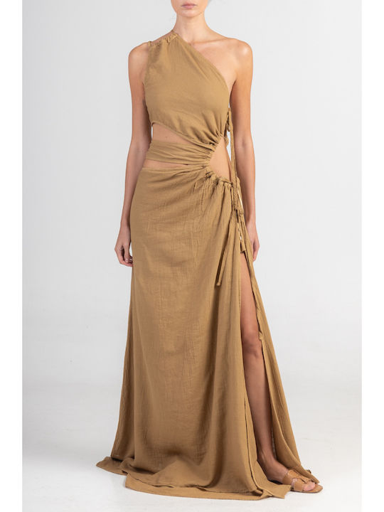 Sommer Maxi Damenkleid Braun