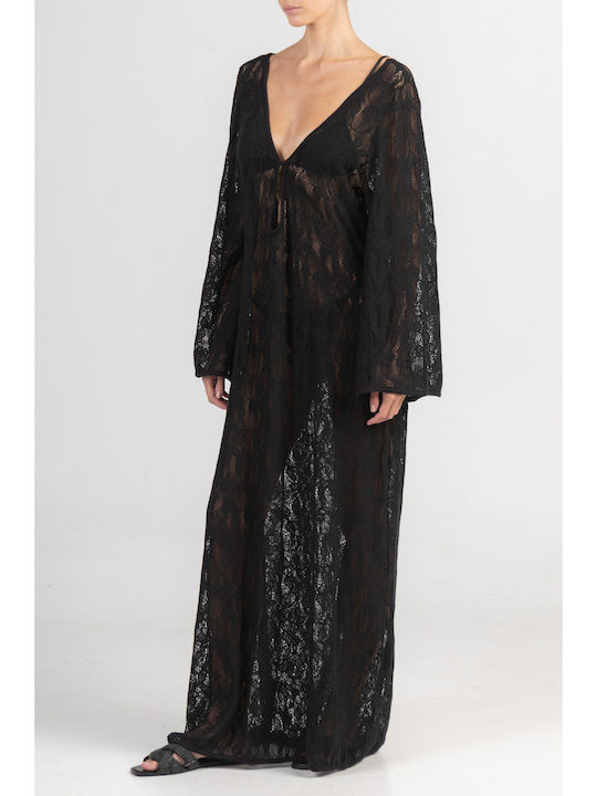 Rochie Maxi De Vară Tricotată Neagră