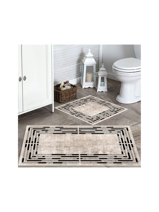SteweHome Rutschfestes Set Badematten STE-029416-V66055 Beiges 60x100cm 2 Stück