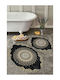 SteweHome Non-Slip Set Bath Mats Oval STE-029771-P29771 Black 60x100cm 2 Pieces