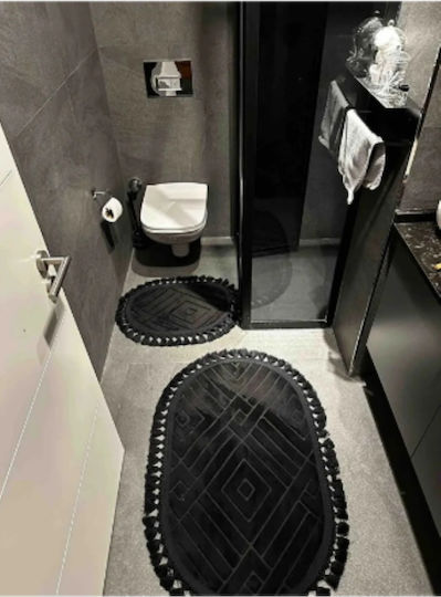 SteweHome Non-Slip Set Bath Mats STE-029863-P29863 Black 60x100cm 2 Pieces