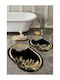 SteweHome Non-Slip Set Bath Mats Oval STE-029806-P29806 Black 60x100cm 2 Pieces