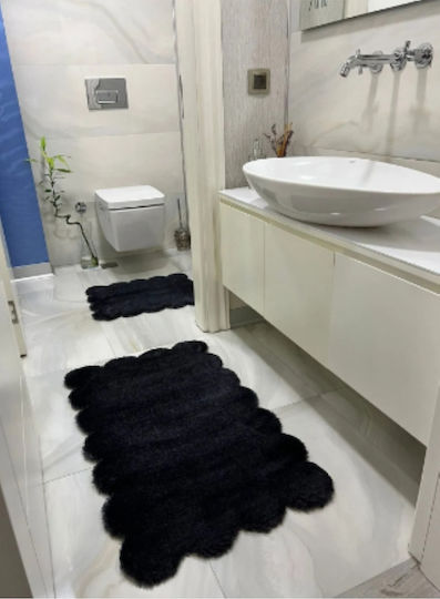 SteweHome Non-Slip Set Bath Mats STE-029953-P29953 Black 60x100cm 2 Pieces