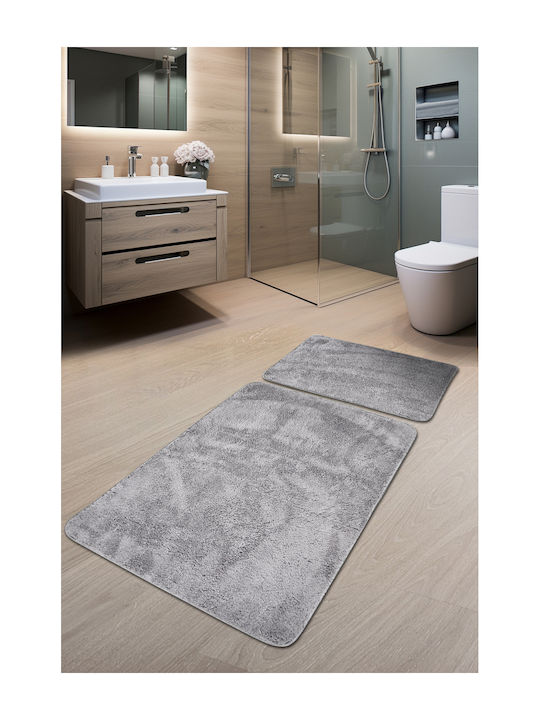 SteweHome Rutschfestes Set Badematten SteweHome Grau 60x100cm 2 Stück