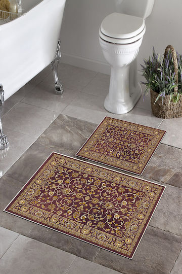 SteweHome Non-Slip Bath Mats Set STE-029477-V66153 Burgundy 60x100cm