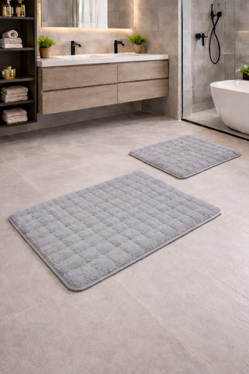 SteweHome Non-Slip Set Bath Mats Toilet STE-029973-V66629 Gray 50x80cm