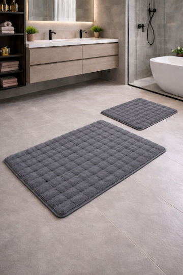 SteweHome Rutschfestes Set Badematten Toilette SteweHome Grau 50x80cm