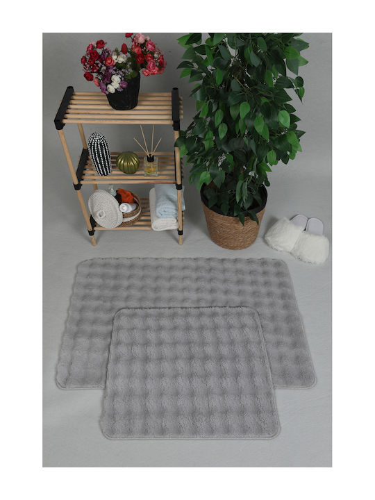 SteweHome Rutschfestes Set Badematten SteweHome Grau 50x80cm 2 Stück