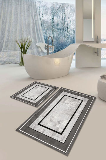 SteweHome Rutschfeste Badematten Set SteweHome Grau 60x100cm 2 Stück