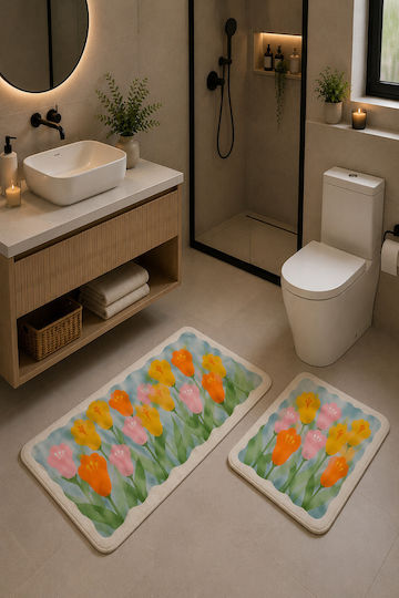 SteweHome Non-Slip Bath Mats Set STE-029386-P29386 Multicolour 40x60cm 2 Pieces