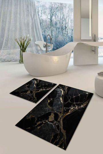 SteweHome Неслизаща Подредба Бански Килими STE-029687-P29687 Черни 60x100см 2 Бройки